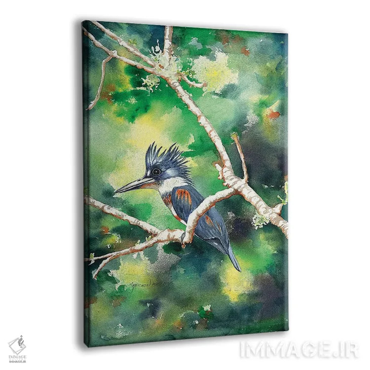 تابلو دکوراتیو مرغ ماهی خوار کنجکاو اثر کریستین ریشو - نمای پرسپکتیو محصول