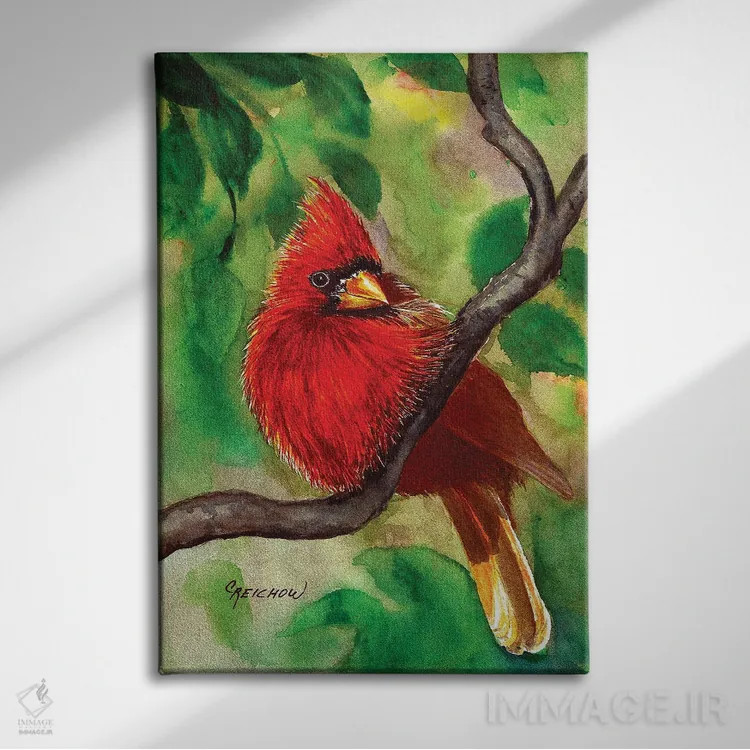 تابلو دکوراتیو قرمز سلطنتی اثر کریستین ریشو - نمای روبهرو روی دیوار