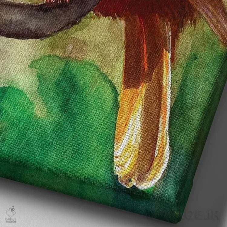 تابلو دکوراتیو قرمز سلطنتی اثر کریستین ریشو - نمای نزدیک بافت بوم