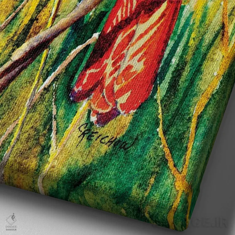 تابلو دکوراتیو عمل تعادل اثر کریستین ریشو - نمای نزدیک بافت بوم