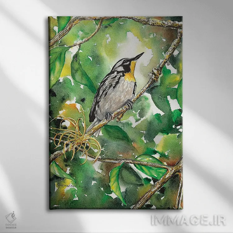 تابلو دکوراتیو سسک حلقه زرد اثر کریستین ریشو - نمای روبهرو روی دیوار