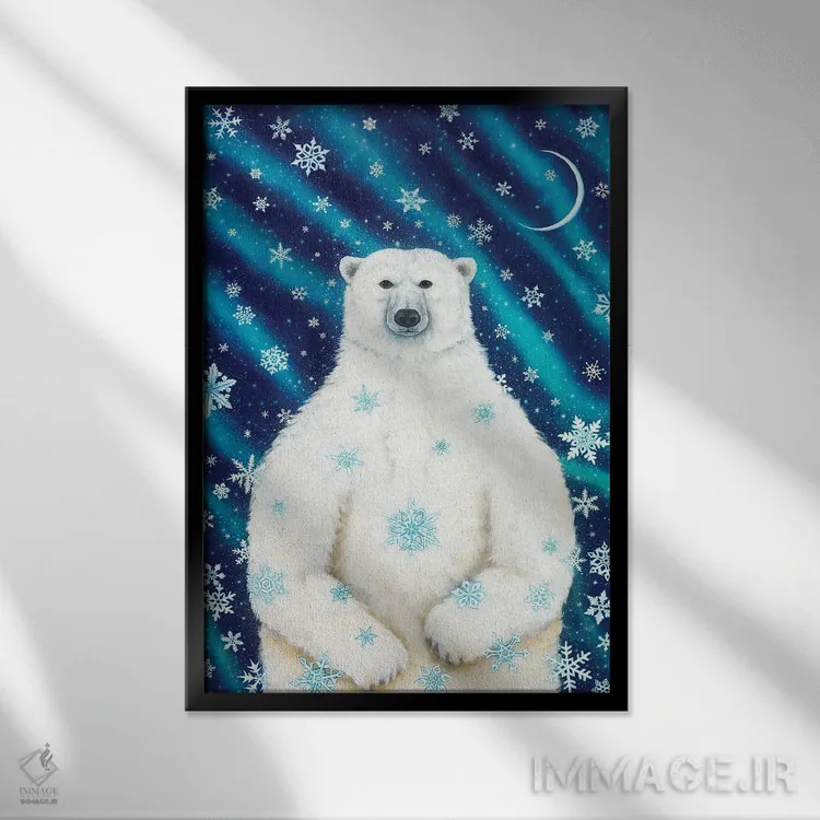 تابلو دکوراتیو خرس انقلاب زمستانی اثر کتی مک کللند - نمای قابدار مشکی