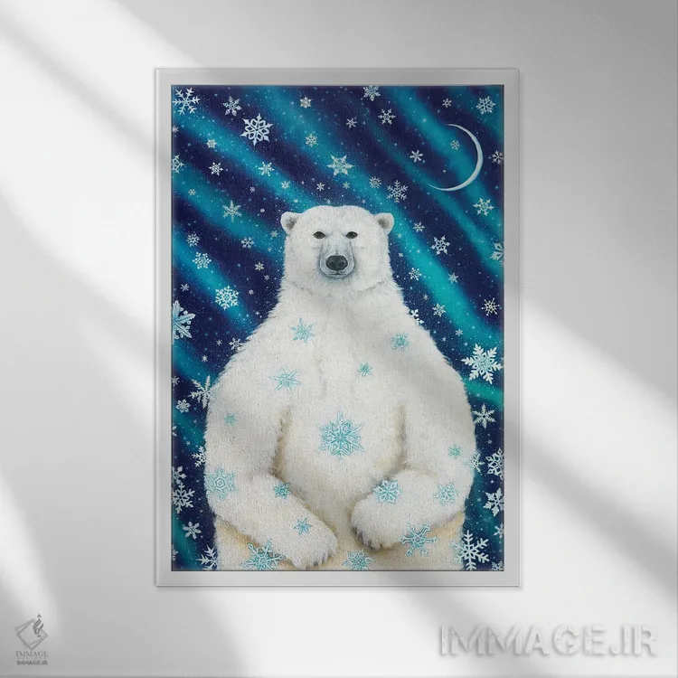 تابلو دکوراتیو خرس انقلاب زمستانی اثر کتی مک کللند - نمای قابدار سفید