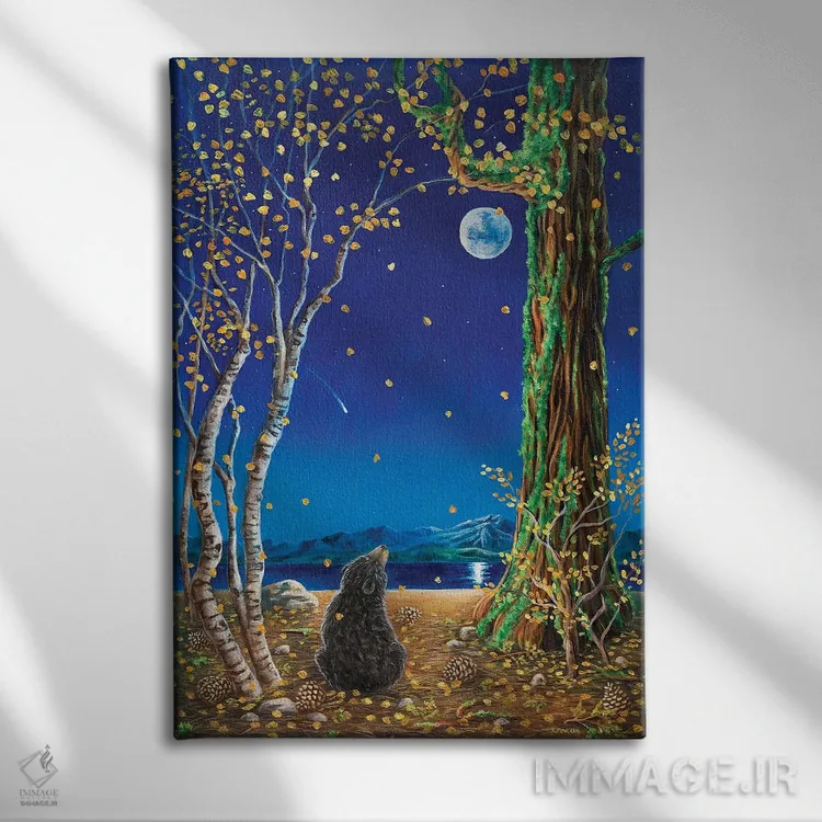 تابلو دکوراتیو یک غروب پاییزی اثر کتی مک کللند - نمای روبهرو روی دیوار