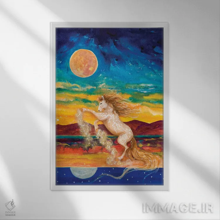 تابلو دکوراتیو روح اسب نر اثر کتی مک کللند - نمای قابدار سفید