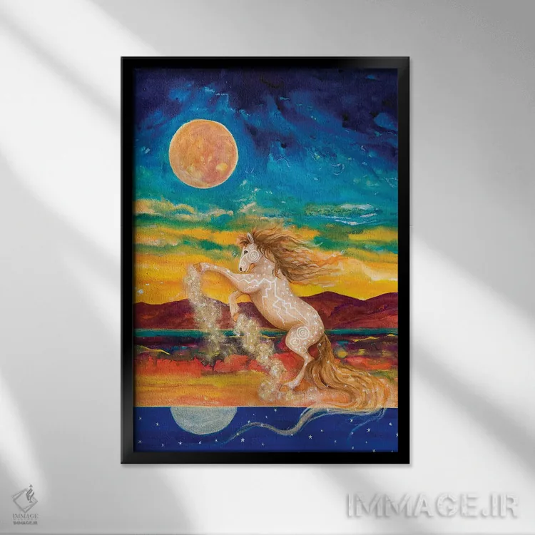 تابلو دکوراتیو روح اسب نر اثر کتی مک کللند - نمای قابدار مشکی