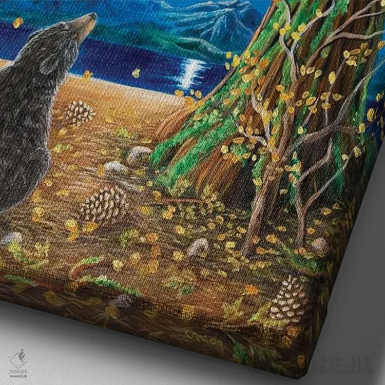 تابلو دکوراتیو یک غروب پاییزی اثر کتی مک کللند - نمای نزدیک بافت بوم