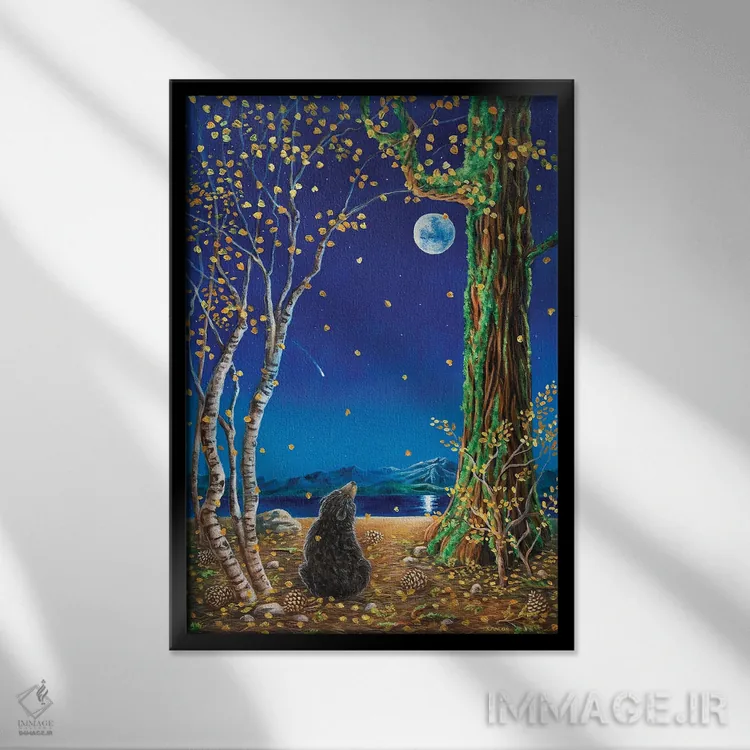 تابلو دکوراتیو یک غروب پاییزی اثر کتی مک کللند - نمای قابدار مشکی