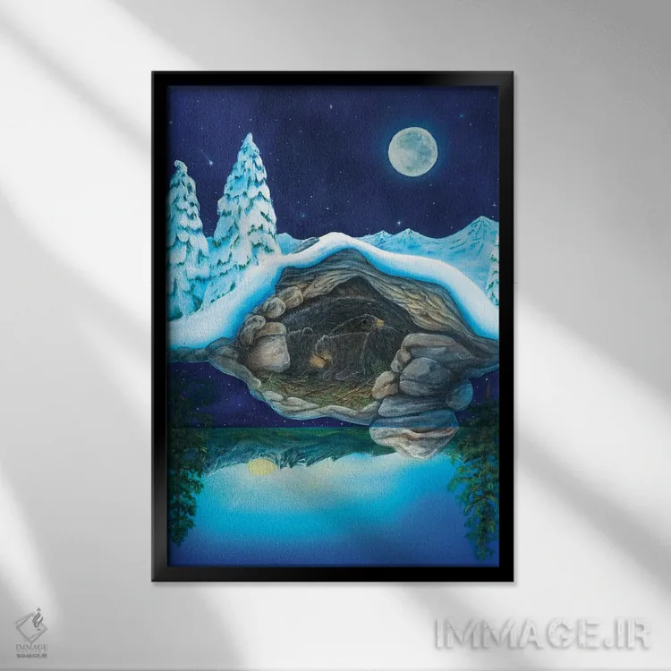 تابلو دکوراتیو رویاهای خرس اثر کتی مک کللند - نمای قابدار مشکی