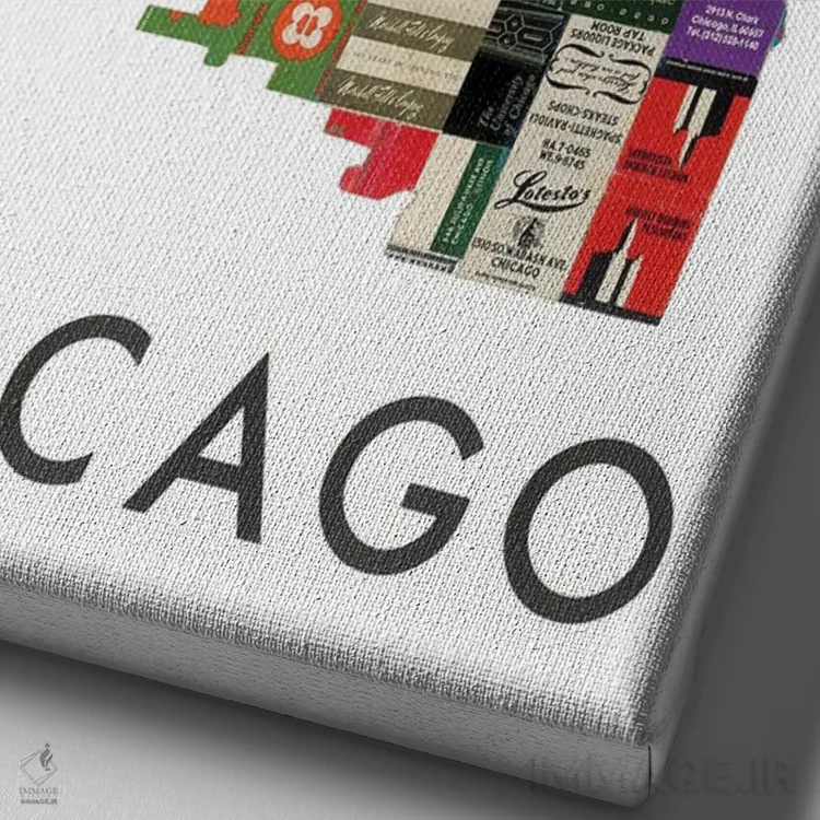 تابلو دکوراتیو دفتر کبریت شیکاگو اثر پیپر کاتز - نمای نزدیک بافت بوم