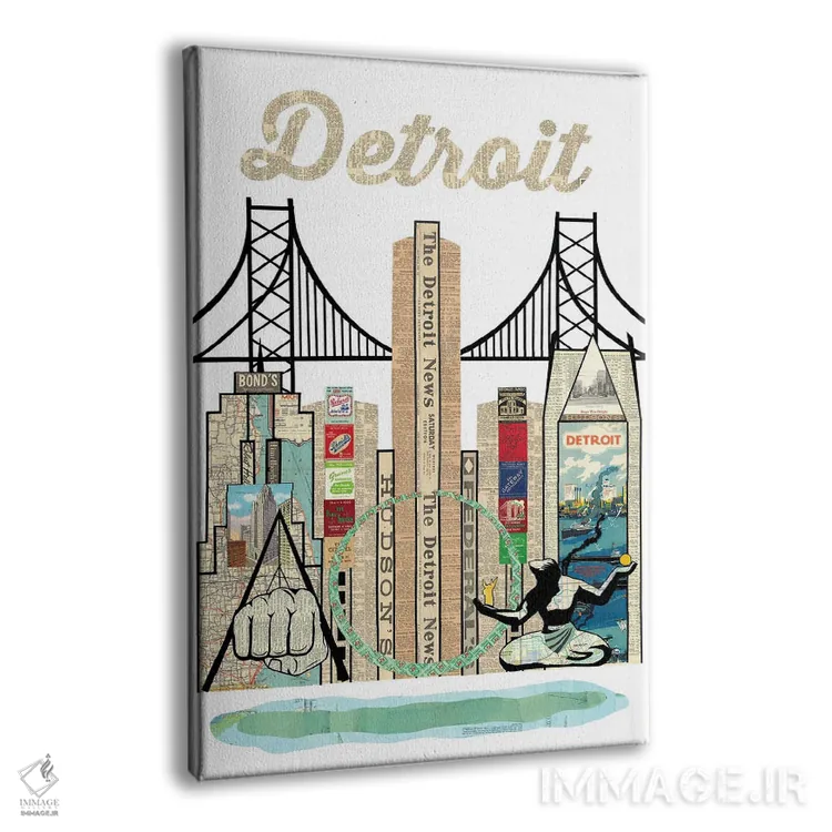 تابلو دکوراتیو خط افق دیترویت اثر پیپر کاتز - نمای پرسپکتیو محصول