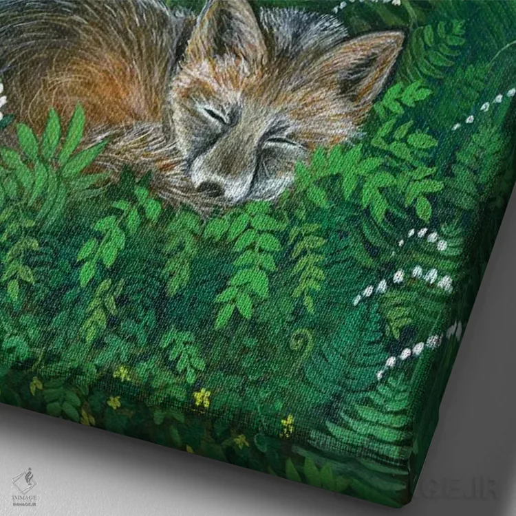 تابلو دکوراتیو روباه رویاپرداز اثر کتی مک کللند - نمای نزدیک بافت بوم