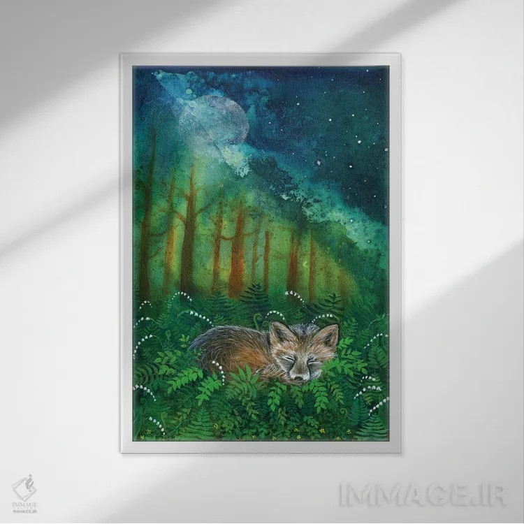 تابلو دکوراتیو روباه رویاپرداز اثر کتی مک کللند - نمای قابدار سفید