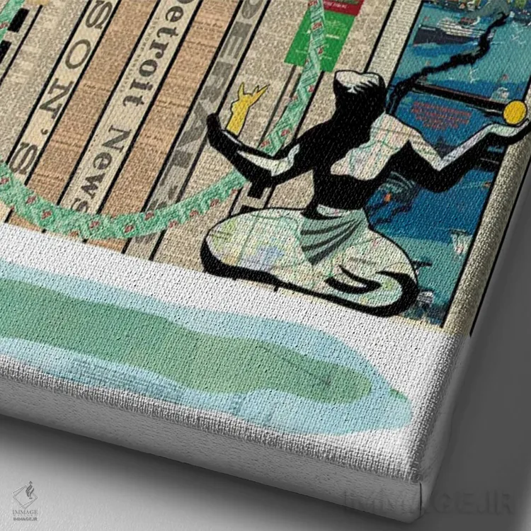 تابلو دکوراتیو خط افق دیترویت اثر پیپر کاتز - نمای نزدیک بافت بوم