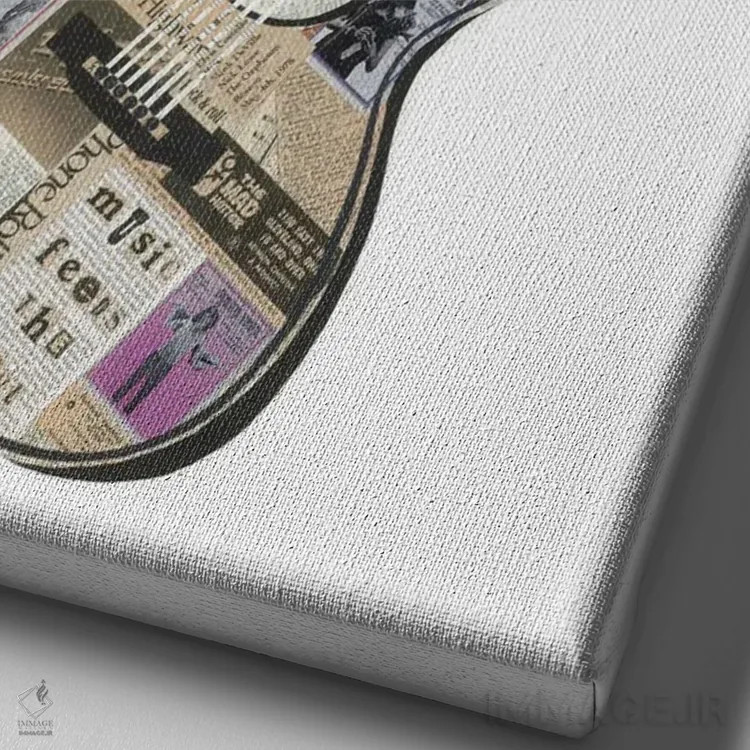 تابلو دکوراتیو گیتار اثر پیپر کاتز - نمای نزدیک بافت بوم