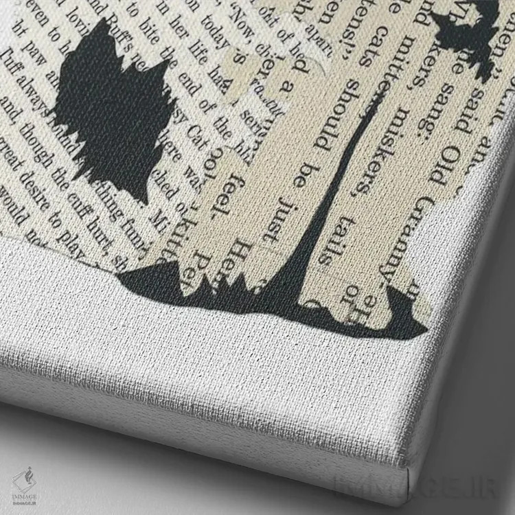 تابلو دکوراتیو گربه اثر پیپر کاتز - نمای نزدیک بافت بوم