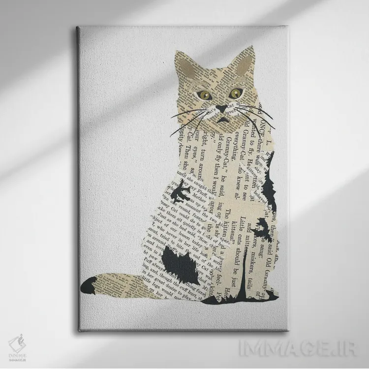 تابلو دکوراتیو گربه اثر پیپر کاتز - نمای روبهرو روی دیوار