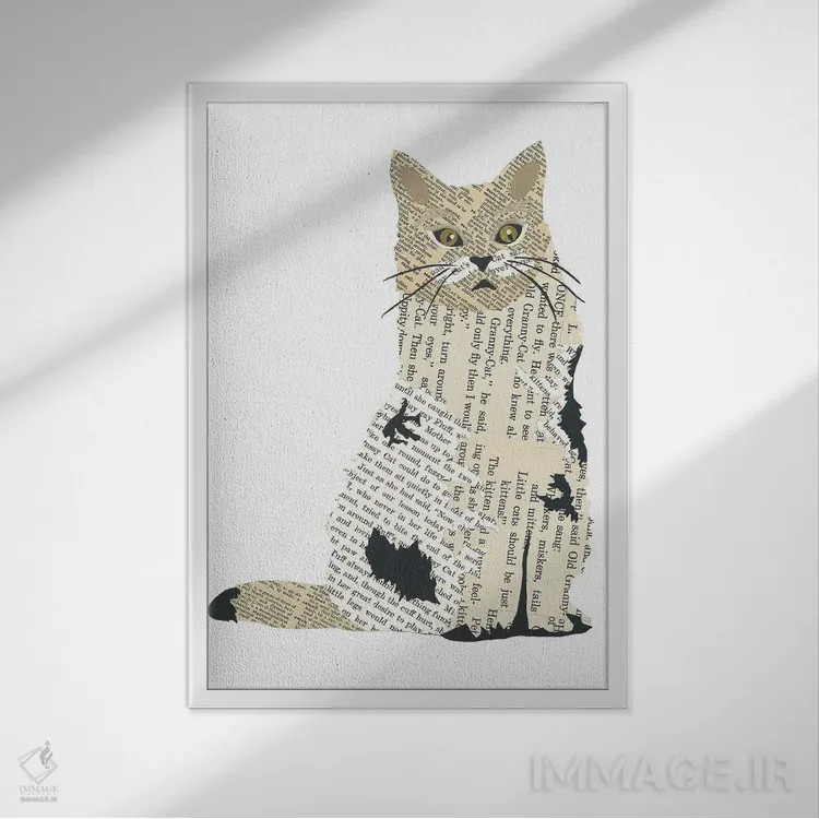 تابلو دکوراتیو گربه اثر پیپر کاتز - نمای قابدار سفید