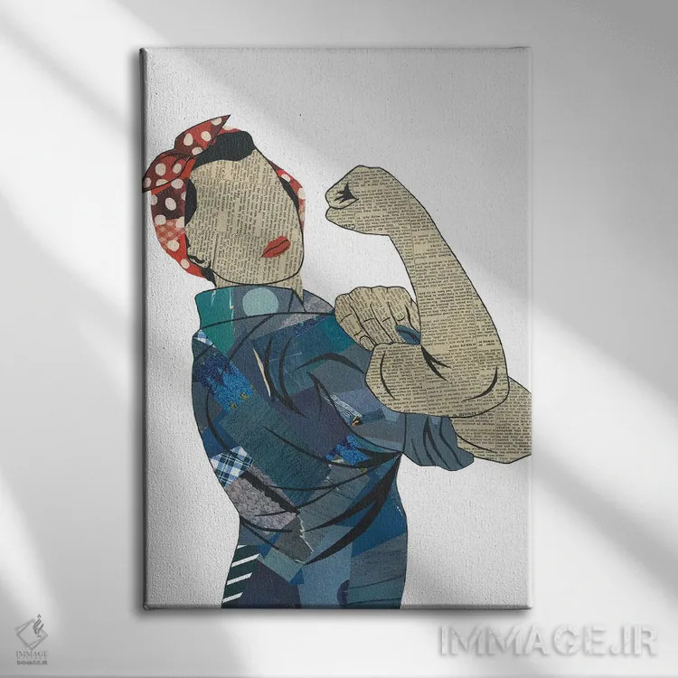 تابلو دکوراتیو روزی پرچ کن اثر پیپر کاتز - نمای روبهرو روی دیوار