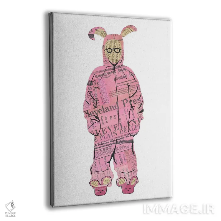 تابلو دکوراتیو رالفی خرگوش صورتی اثر پیپر کاتز - نمای پرسپکتیو محصول