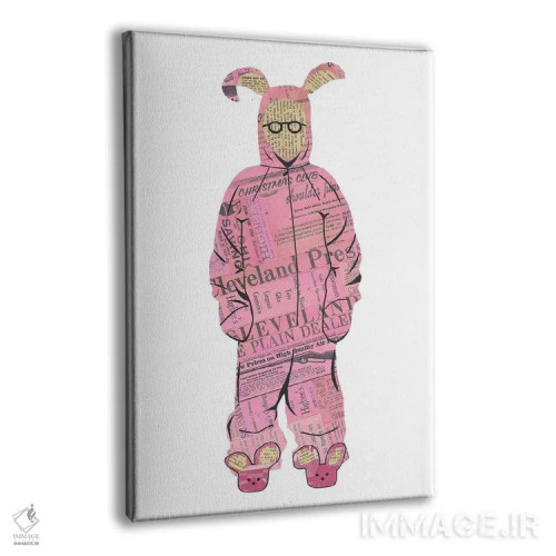 تابلو دکوراتیو رالفی خرگوش صورتی اثر پیپر کاتز - نمای پرسپکتیو محصول