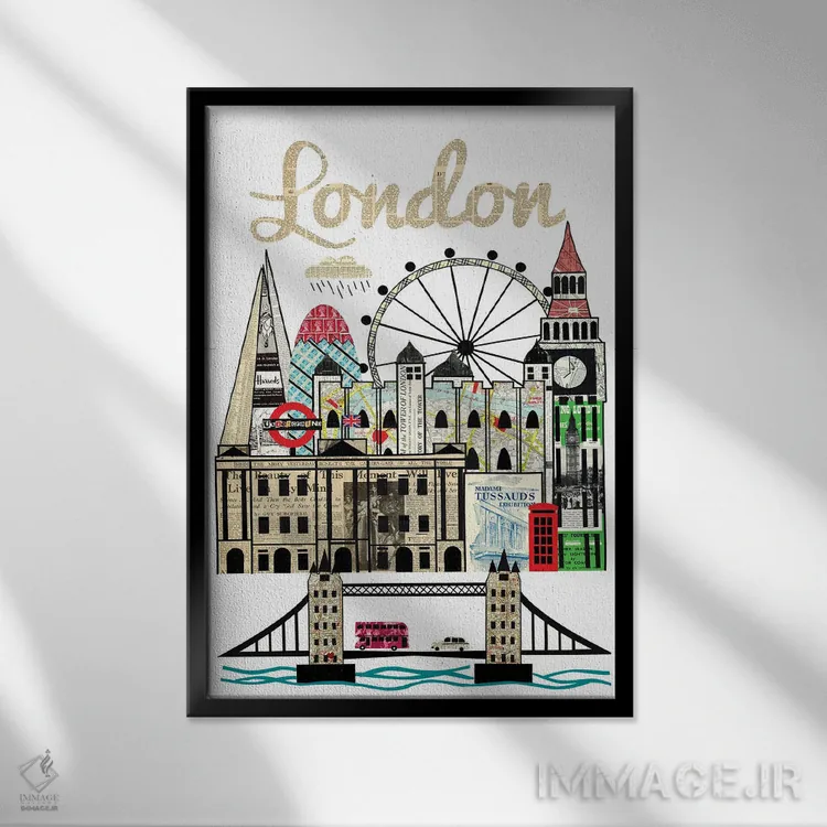 تابلو دکوراتیو خط افق لندن اثر پیپر کاتز - نمای قابدار مشکی