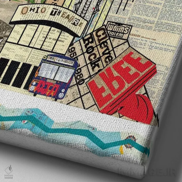 تابلو دکوراتیو خط افق کلیولند اثر پیپر کاتز - نمای نزدیک بافت بوم