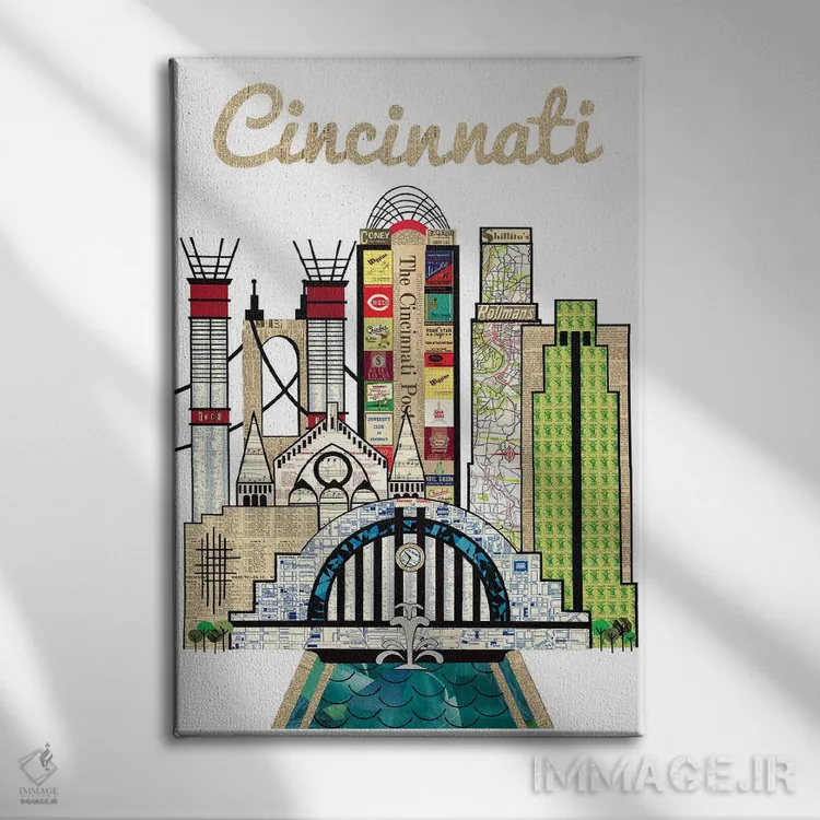 تابلو دکوراتیو خط افق عمودی سینسیناتی اثر پیپر کاتز - نمای روبهرو روی دیوار