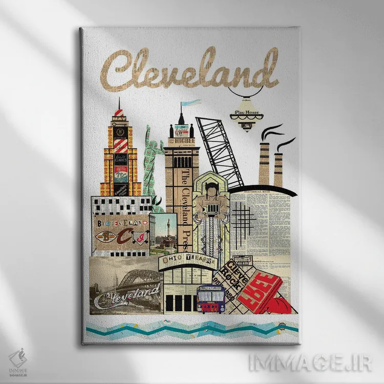 تابلو دکوراتیو خط افق کلیولند اثر پیپر کاتز - نمای روبهرو روی دیوار