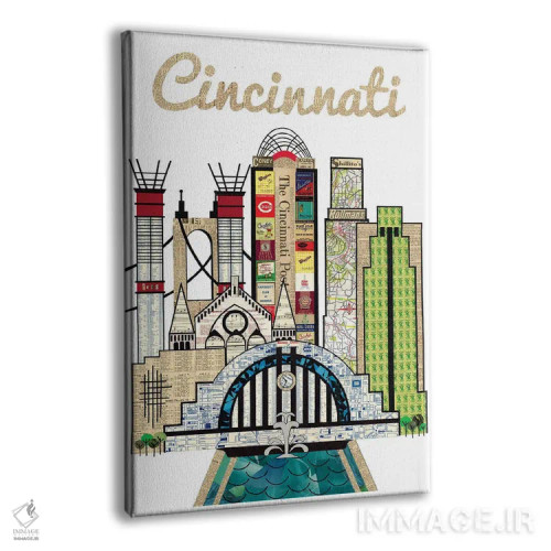 تابلو دکوراتیو خط افق عمودی سینسیناتی اثر پیپر کاتز - نمای پرسپکتیو محصول