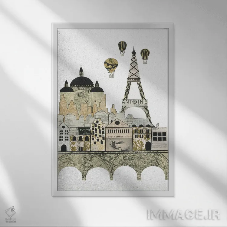 تابلو دکوراتیو پاریس اثر پیپر کاتز - نمای قابدار سفید