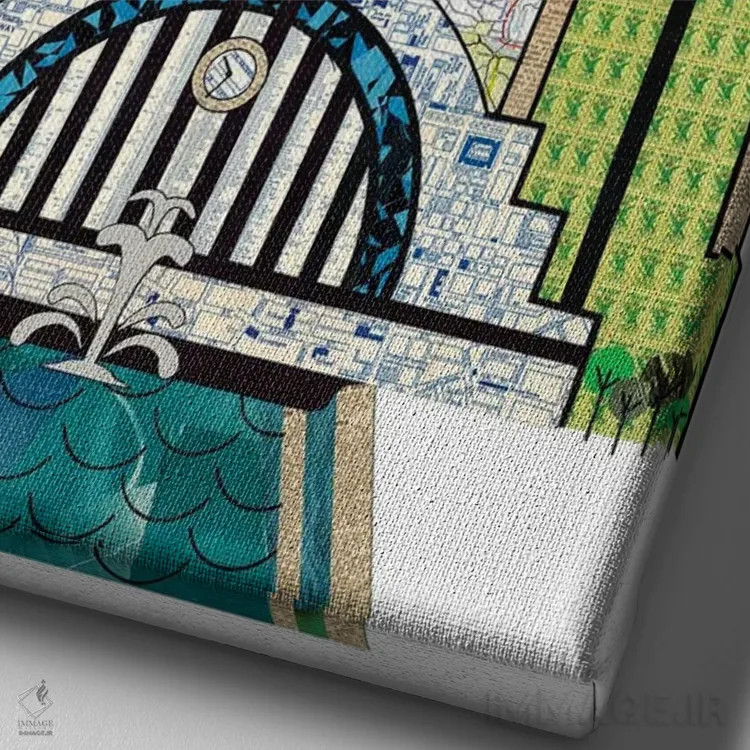 تابلو دکوراتیو خط افق عمودی سینسیناتی اثر پیپر کاتز - نمای نزدیک بافت بوم