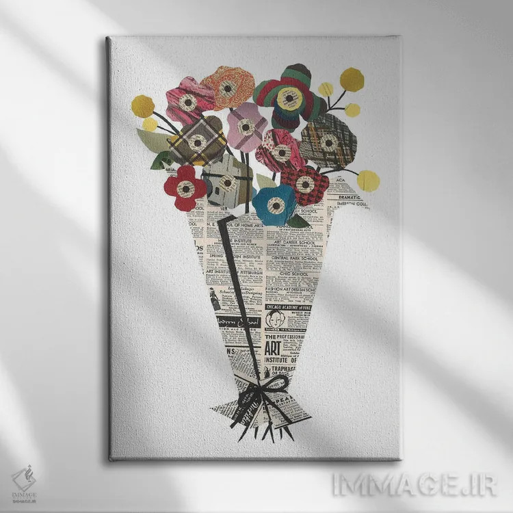 تابلو دکوراتیو دسته گل اثر پیپر کاتز - نمای روبهرو روی دیوار