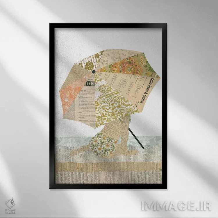 تابلو دکوراتیو بانوی ساحلی اثر پیپر کاتز - نمای قابدار مشکی