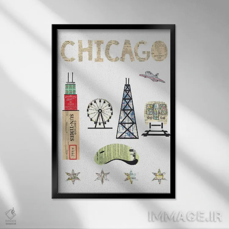 تابلو دکوراتیو نمایشگاه شیکاگو اثر پیپر کاتز - نمای قابدار مشکی