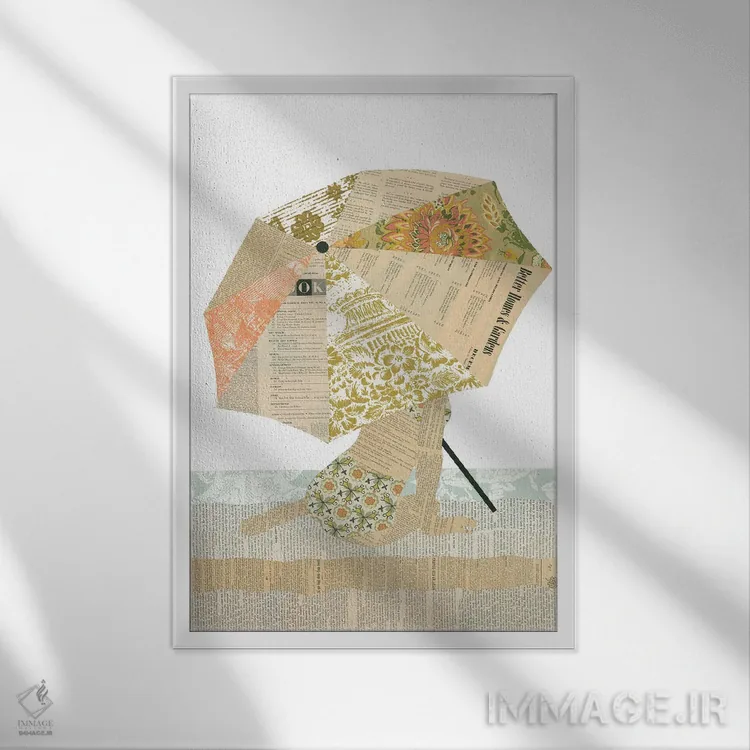 تابلو دکوراتیو بانوی ساحلی اثر پیپر کاتز - نمای قابدار سفید