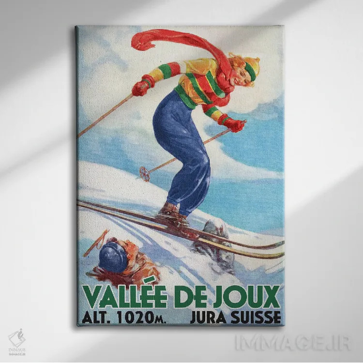 تابلو دکوراتیو اسکی در سوئیس اثر ستردی ایونینگ پست - نمای روبهرو روی دیوار