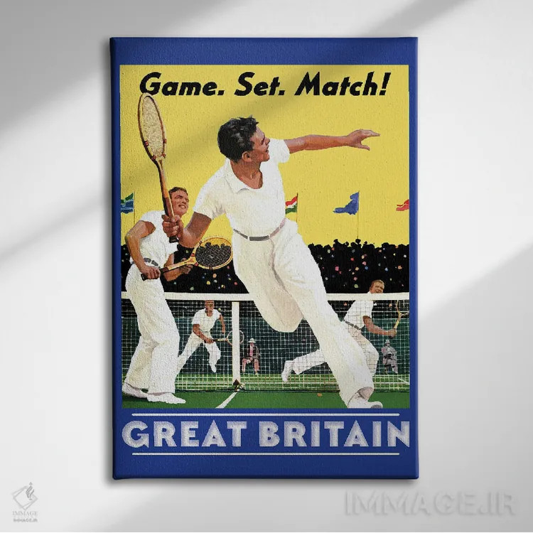 تابلو دکوراتیو پوستر سفر تنیس اثر ستردی ایونینگ پست - نمای روبهرو روی دیوار