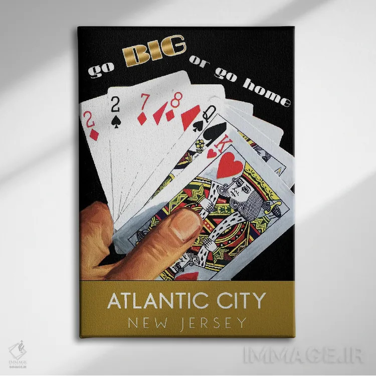تابلو دکوراتیو سفر به کازینوهای آتلانتیک سیتی اثر ستردی ایونینگ پست - نمای روبهرو روی دیوار