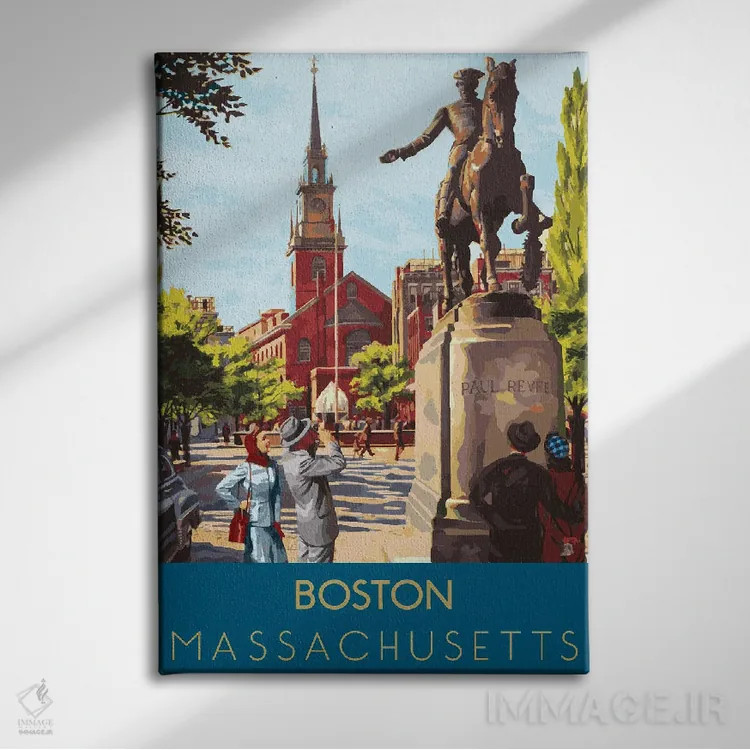تابلو دکوراتیو سفر به بوستون اثر ستردی ایونینگ پست - نمای روبهرو روی دیوار