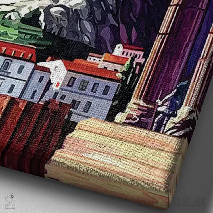 تابلو دکوراتیو سفر به آتن اثر ستردی ایونینگ پست - نمای نزدیک بافت بوم