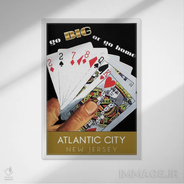 تابلو دکوراتیو سفر به کازینوهای آتلانتیک سیتی اثر ستردی ایونینگ پست - نمای قابدار سفید