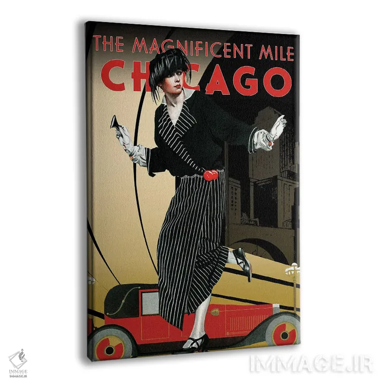 تابلو دکوراتیو سفر به شیکاگو اثر ستردی ایونینگ پست - نمای پرسپکتیو محصول