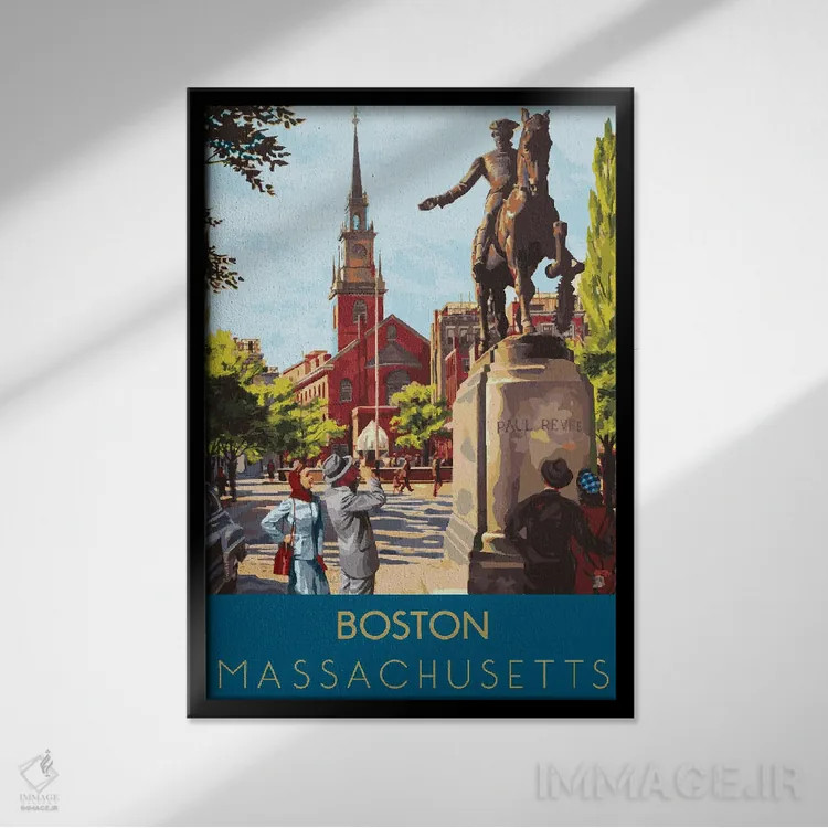 تابلو دکوراتیو سفر به بوستون اثر ستردی ایونینگ پست - نمای قابدار مشکی