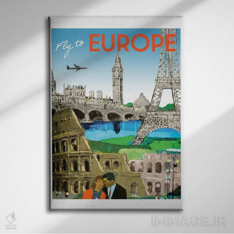 تابلو دکوراتیو سفر به اروپا اثر ستردی ایونینگ پست - نمای روبهرو روی دیوار