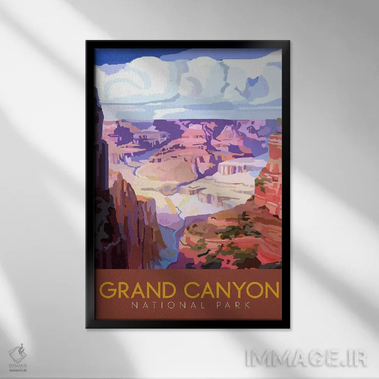 تابلو دکوراتیو سفر به گرند کنیون ۱ اثر ستردی ایونینگ پست - نمای قابدار مشکی