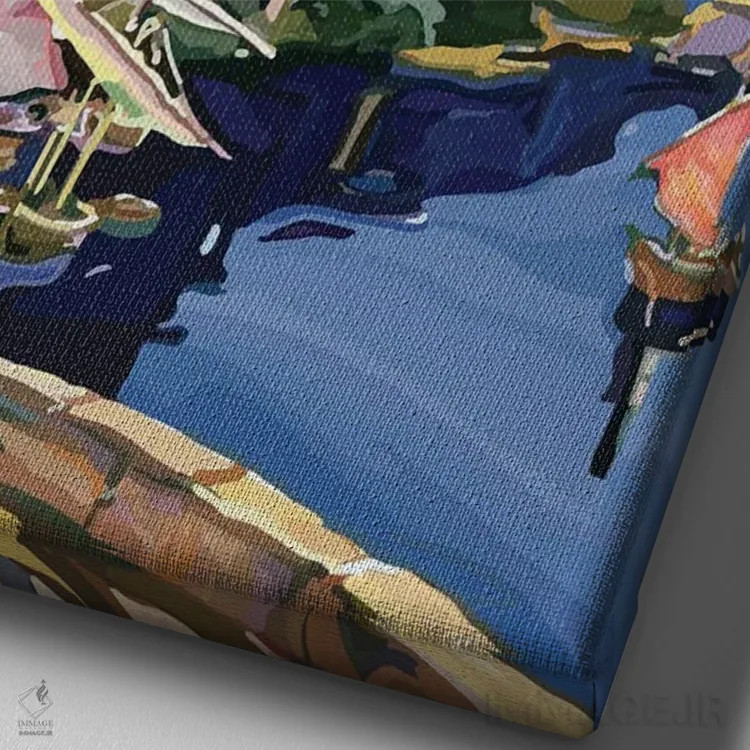 تابلو دکوراتیو سفر به یونان اثر ستردی ایونینگ پست - نمای نزدیک بافت بوم