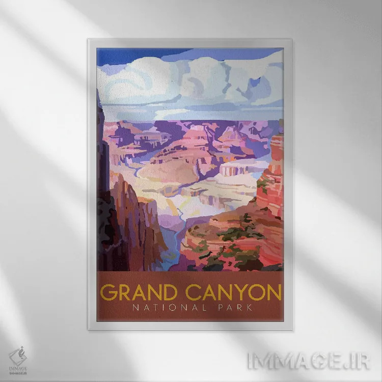 تابلو دکوراتیو سفر به گرند کنیون ۱ اثر ستردی ایونینگ پست - نمای قابدار سفید