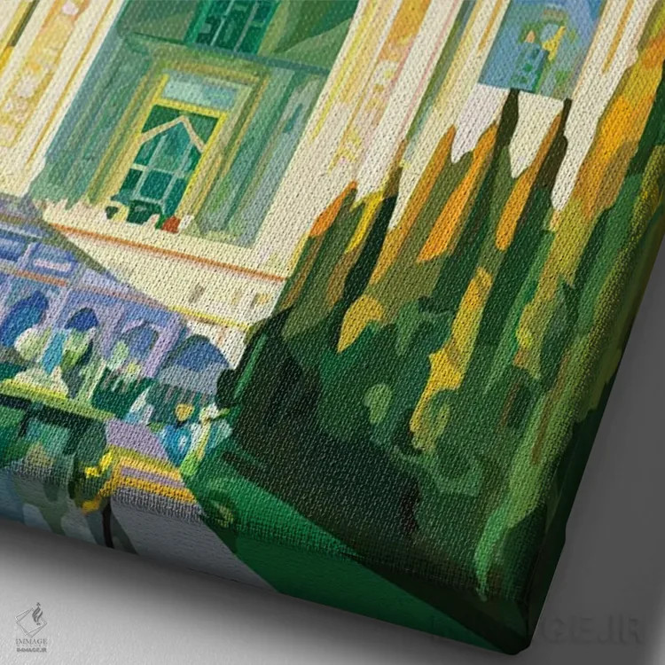 تابلو دکوراتیو سفر به هند اثر ستردی ایونینگ پست - نمای نزدیک بافت بوم