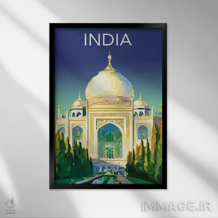 تابلو دکوراتیو سفر به هند اثر ستردی ایونینگ پست - نمای قابدار مشکی